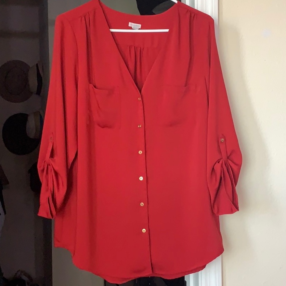 Guess 3/4-Sleeve Red Blouse